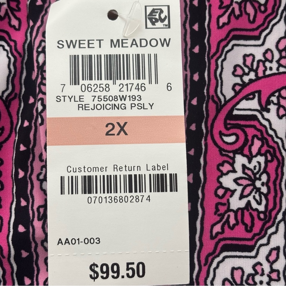 NWT INC Int. Concepts Sleeveless Pink/White Paisley Print Maxi Dress, Size 2X - Picture 14 of 14